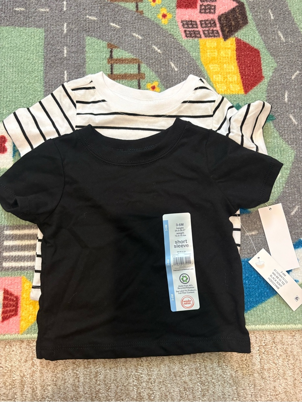 Lot of 2 NWT wonder nation Black & White Short Sleeve Tee Set 3-6M